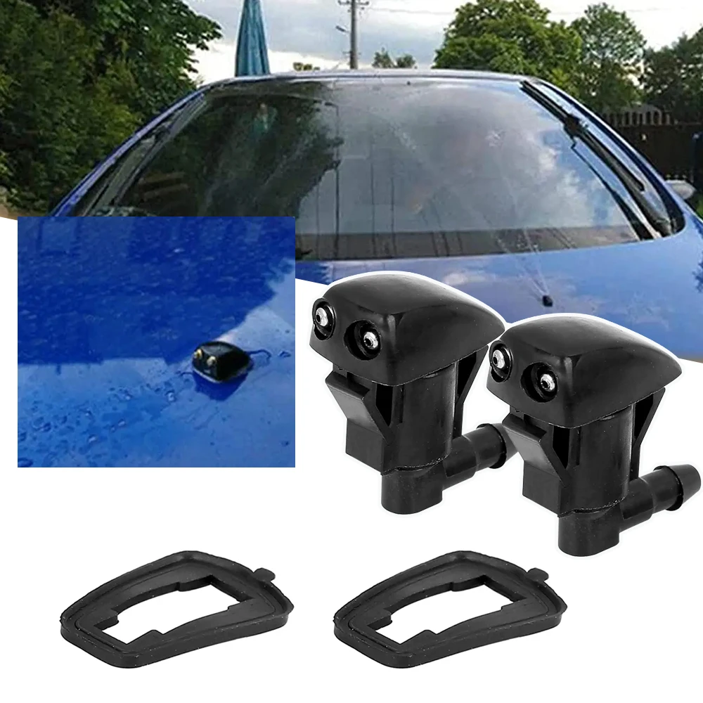 2 Sets Dual Holes Adjustable Car Windshield Washer Nozzles Wiper Water Spray Jet Repair Wipers Blade Exterior Accessories