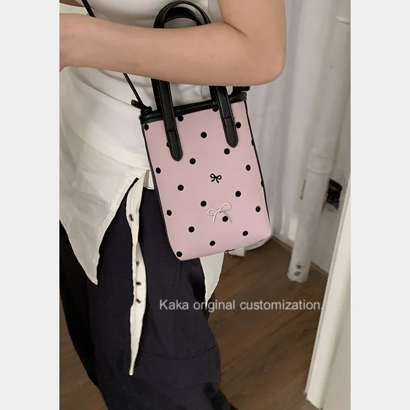 Miyagawa 2024 Female Korean Niche Handheld Phone Bag Polka Dot Multifunctional Crossbody Single Shoulder Cloth Small Bags