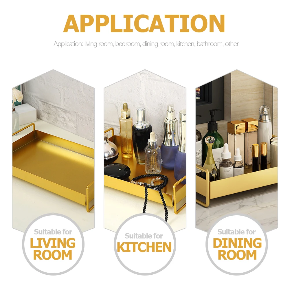 

Sturdy Metal Jewelry Storage Plate Bronze Waterproof Desktop Organizer For Cosmetics Perfume Lipstick Rings Necklaces Hair