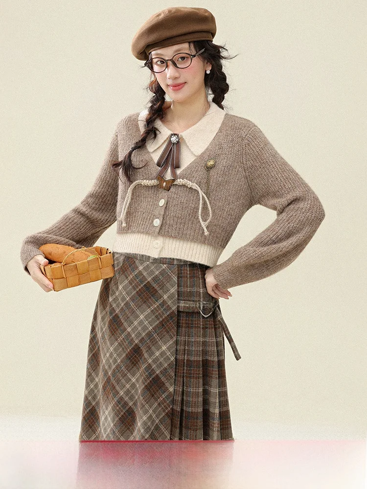 

Футболка-дюймовый корень лотоса【Мягкая марля, теплая солнце】Меруд, искусственный вязаный свитер из двух частей, зимний маленький размер, можно носить на улице или как...