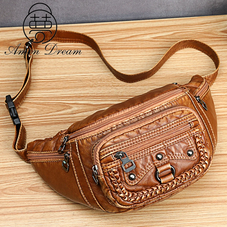 Fashion Rivets Women Belt Waist Bag Designer Fanny Pack Soft PU Leather Simple Female Phone Pockets Bags Branded Chest Bag Sac