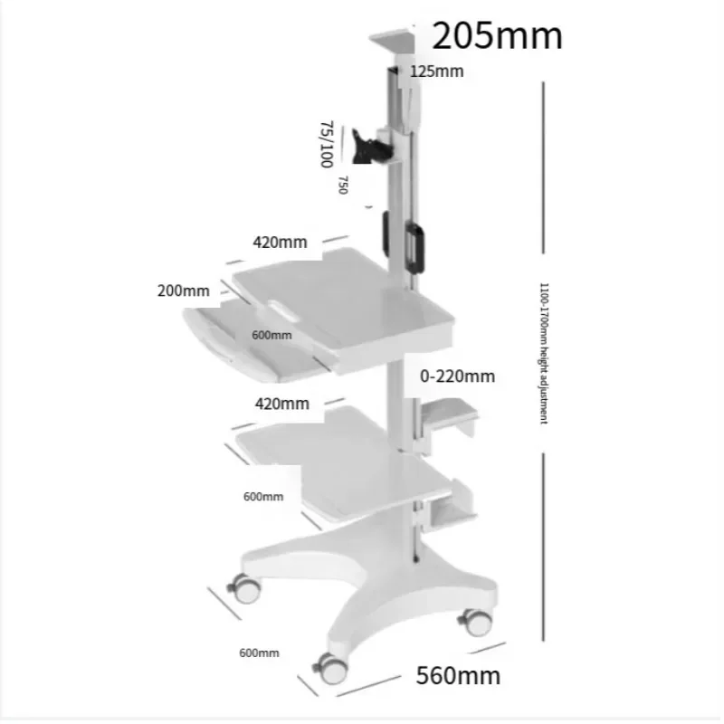 Mesa telescópica, carrito de ordenador móvil