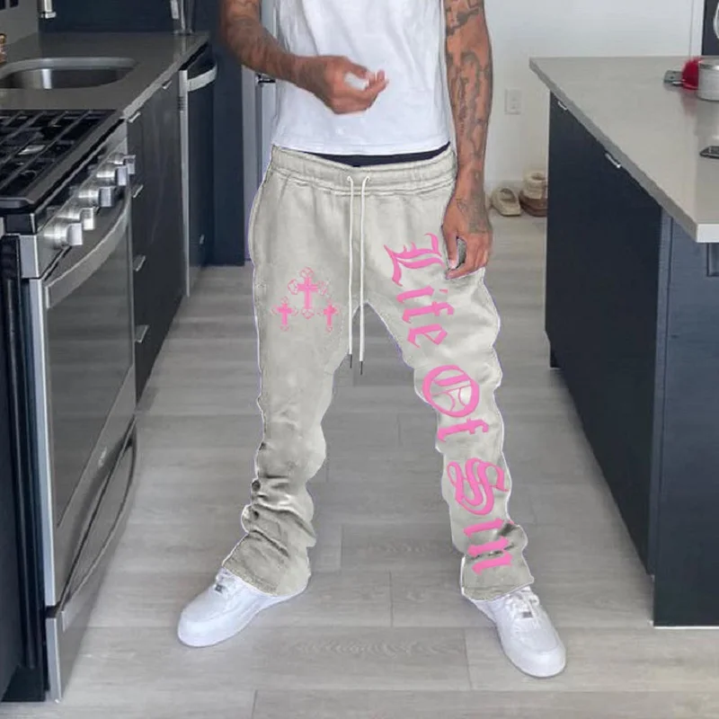 Herren Damen Unisex Schnelltrocknende Freizeit-Lange Hosen Hip-Hop Street Splash Ink Grafik Lose Gerade Geschnittene Hosen Fitness Jogginghosen – Detail 4