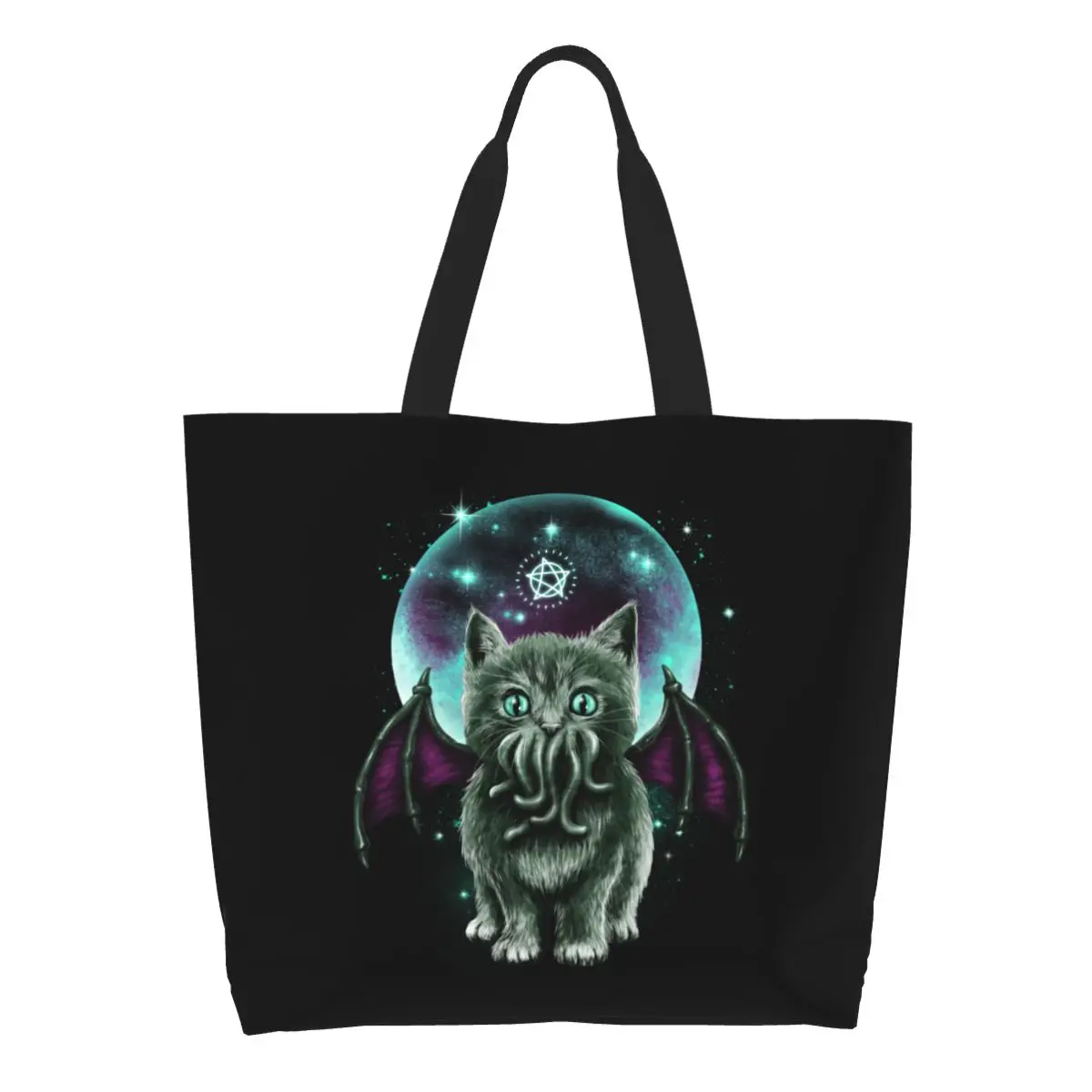 Harajuku Call Of Cthulhu Groceries Tote Shopping Bags Custom Kaiju Cat Monster Lovecraft Film Shopper Bags Big Capacity Handbags