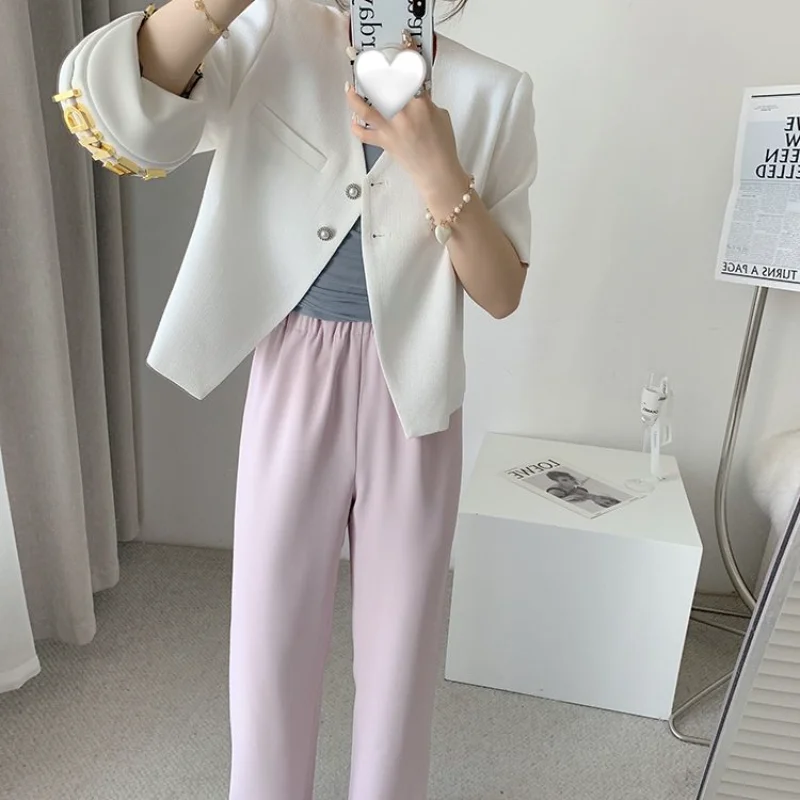 

Short-sleeved Blazer Women's Thin Summer Commuting V-neck Short Suit