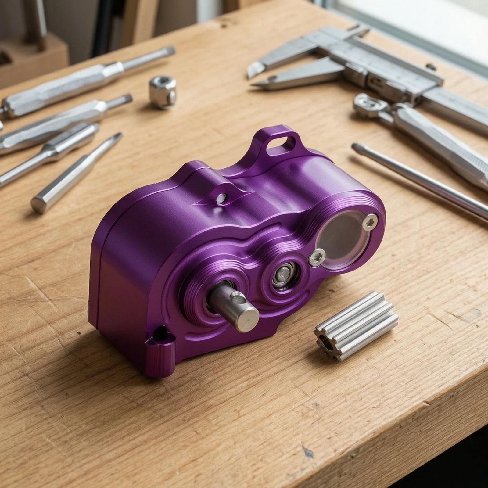 Aluminum Crawler Gearbox Housing Matte Finish Rigid Case Clear Inspection Cover for RC Builds