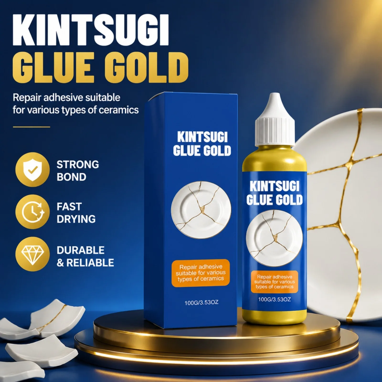 Kintsugi Repair Glue Gold Ceramic Adhesive For Pottery Glass Mug Crack Repair Diy Art Craft Mending Kit Home Decoration