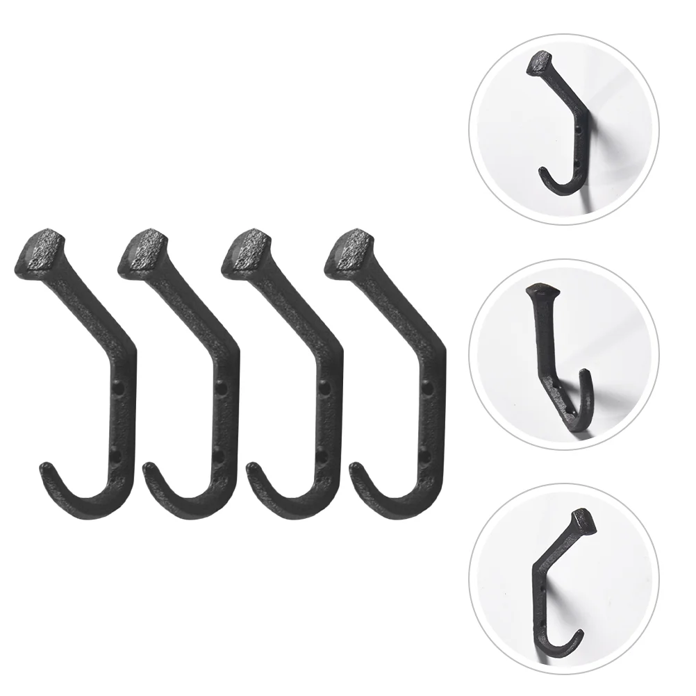 

4 Pcs Ceiling Plant Hook Cast Iron Bent Nail Towel Decorative Hooks for Wall Coat Picture Hangers