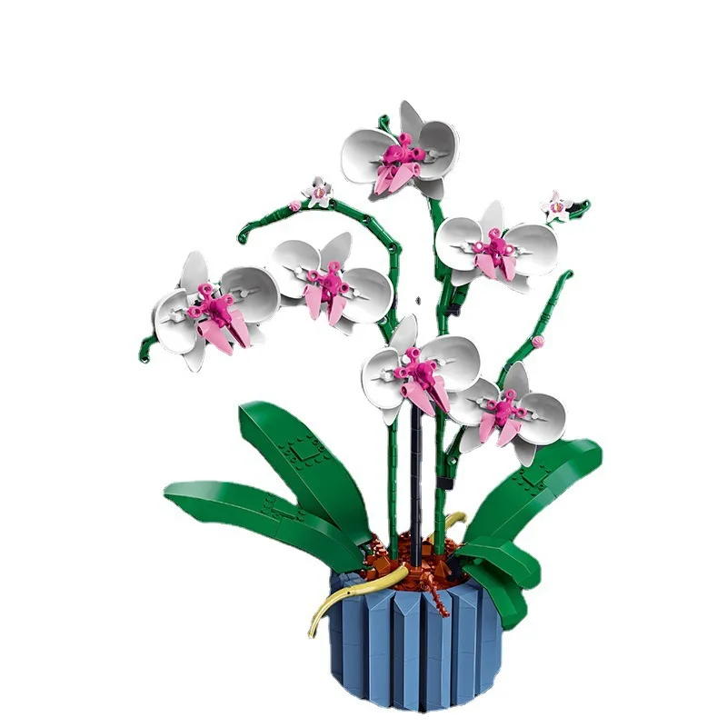 Funny Joy Orchid Flowers Bouquet Flower Blocks Bonsai Plant Model Bricks Romantic DIY Home Decoration for Kids Gift Toy view 3