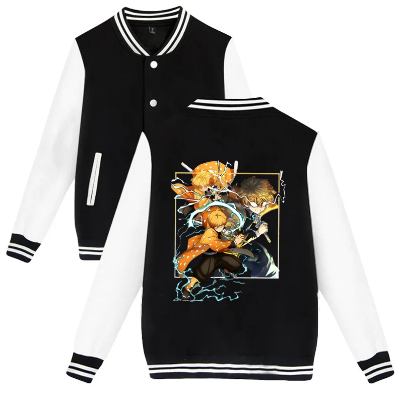 Agatsuma Zenitsu Baseball Jacket Coat Fashion Men Women Sweatshirt Tops Cool Agatsuma Zenitsu Printing Long Sleeve Harajuku coat