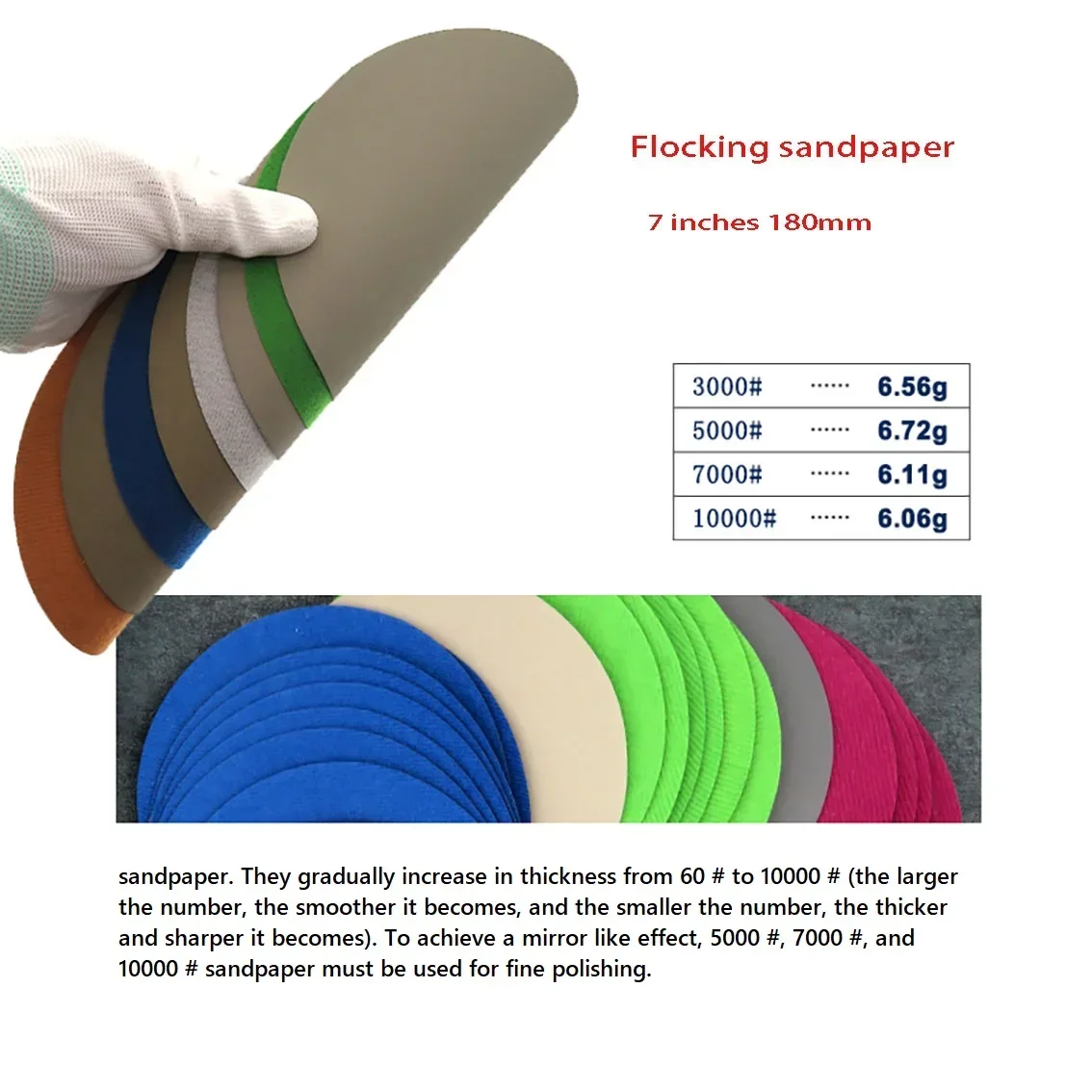 7Inch 180mm Self Adhesive Wet Dry Water Sandpaper 60-10000Grit Abrasive Disc For Detailing Resin Glass Polishing Grinding Tools