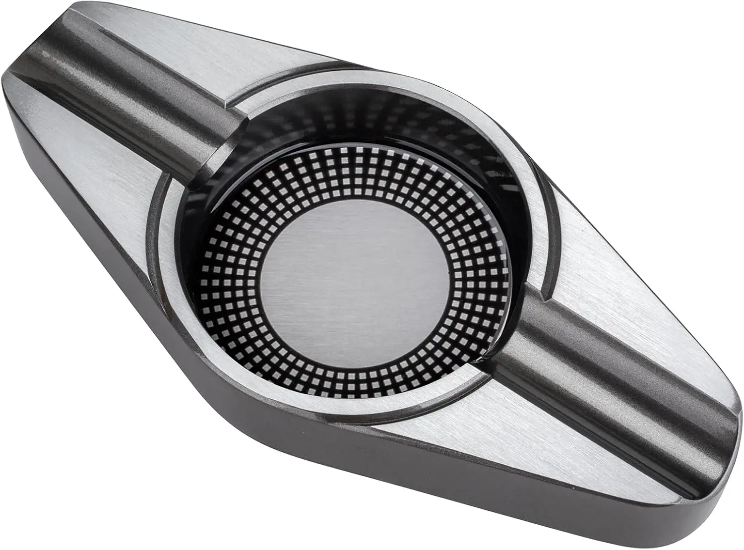 

Metal Cigar Ashtray with Dual Holders - Large Basin for Indoor & Outdoor Use - Stylish Gift for Enthusiasts