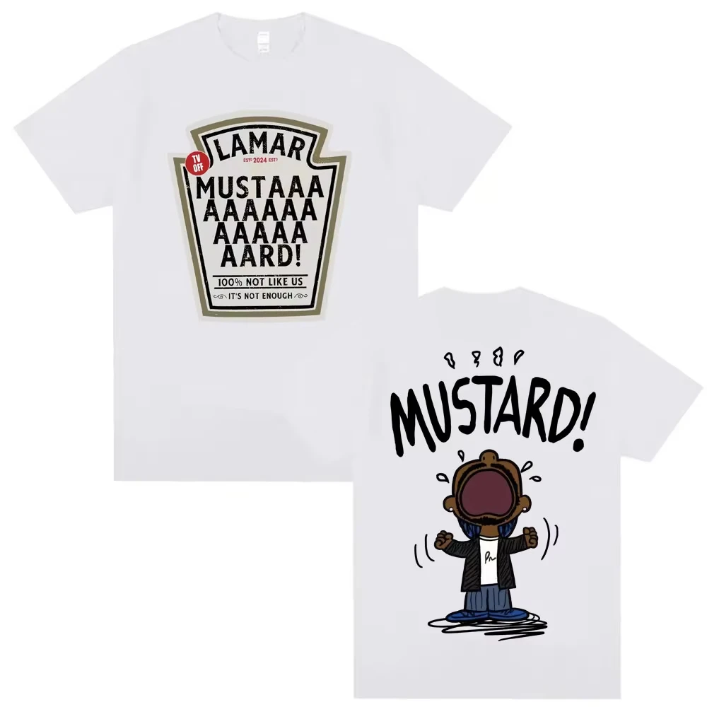 Kendrick Lamar mostaza camisetas Unisex Harajuku Hip Hop manga corta música Popular camiseta Casual de algodón de gran tamaño para hombres