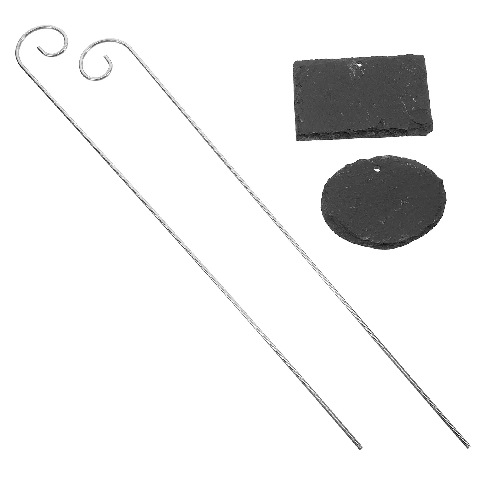 2Pcs Plant Labels Natural Stone Stainless Steel Weatherproof Reusable Garden Tags Outdoor Indoor Plant Markers Large Garden