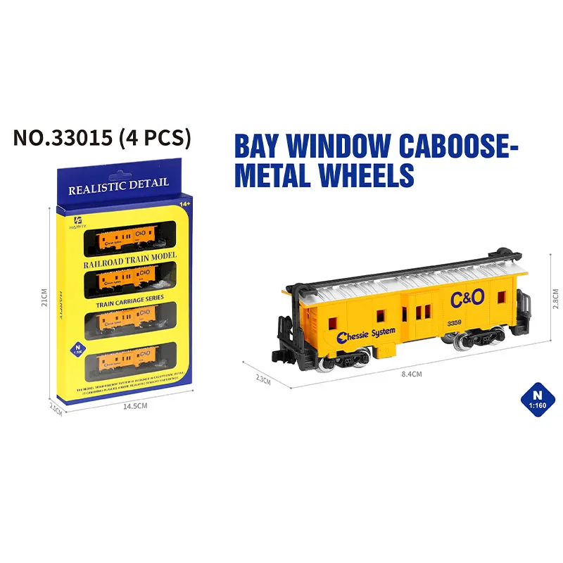 

1:160 Scale Bay Window Caboose Train Carriage Series Simulation Alloy Car Model Static Display Collectible Toy Gift Souvenir