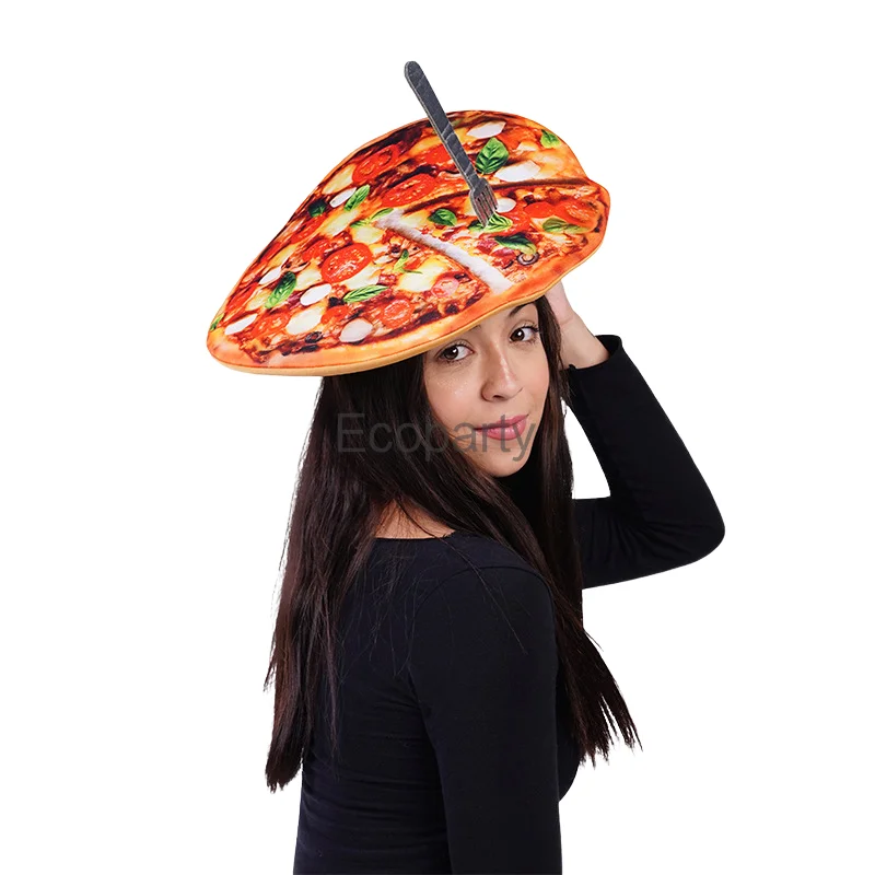 Unisex Food Theme Party Hat, Cachorro-quente, Pizza, Dia das Bruxas, Carnaval, Purim, Festival, Fantasia, Cocar, Acessórios, Adereços, Engraçado, 2024