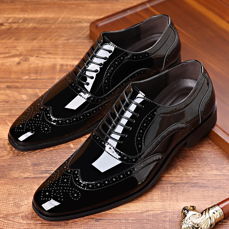 Summer Men Mirror Carving Business Dress Shoes Fashionable Breathable Workplace New Blok Men Shoes