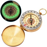 Compass Outdoor Camping Waterproof Hiking Portable Pocket Brass Gold Color Copper Compass Navigation with Noctilucence Display