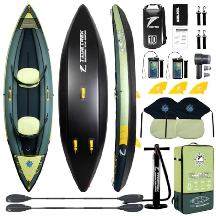 Inflatable Touring Kayak For Lake River And Fishing Use, Pvc Material, Blue And Gray, Lightweight With Waterproof Seat And Full