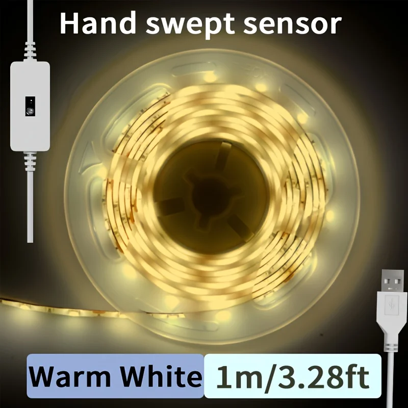 2835 Warm/White 5V USB Intelligent LED Strip Light with Motion Sensor,Suitable for Bedrooms,Kitchens,TV backlighting,Cabinets