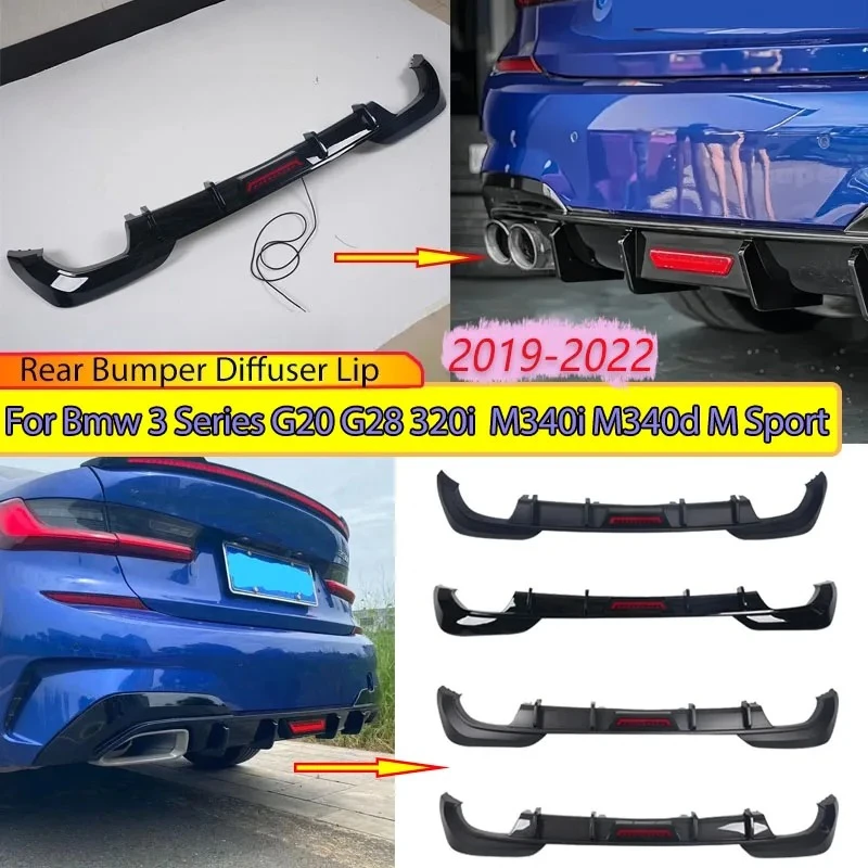 Rear Bumper Diffuser Lip Spoiler for Bmw 3 Series G20 G28 320i M340i M340d 2019-2022 Pre-Lci for M Sport Body Kits Auto Parts