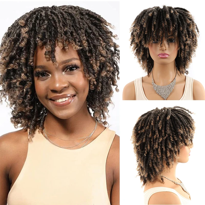 

Dreadlock Braided Wigs Wear and Go Glueless Wig Brown Faux Locs Bob Wig Synthetic Goddess Braids Crochet Wig for Black Women