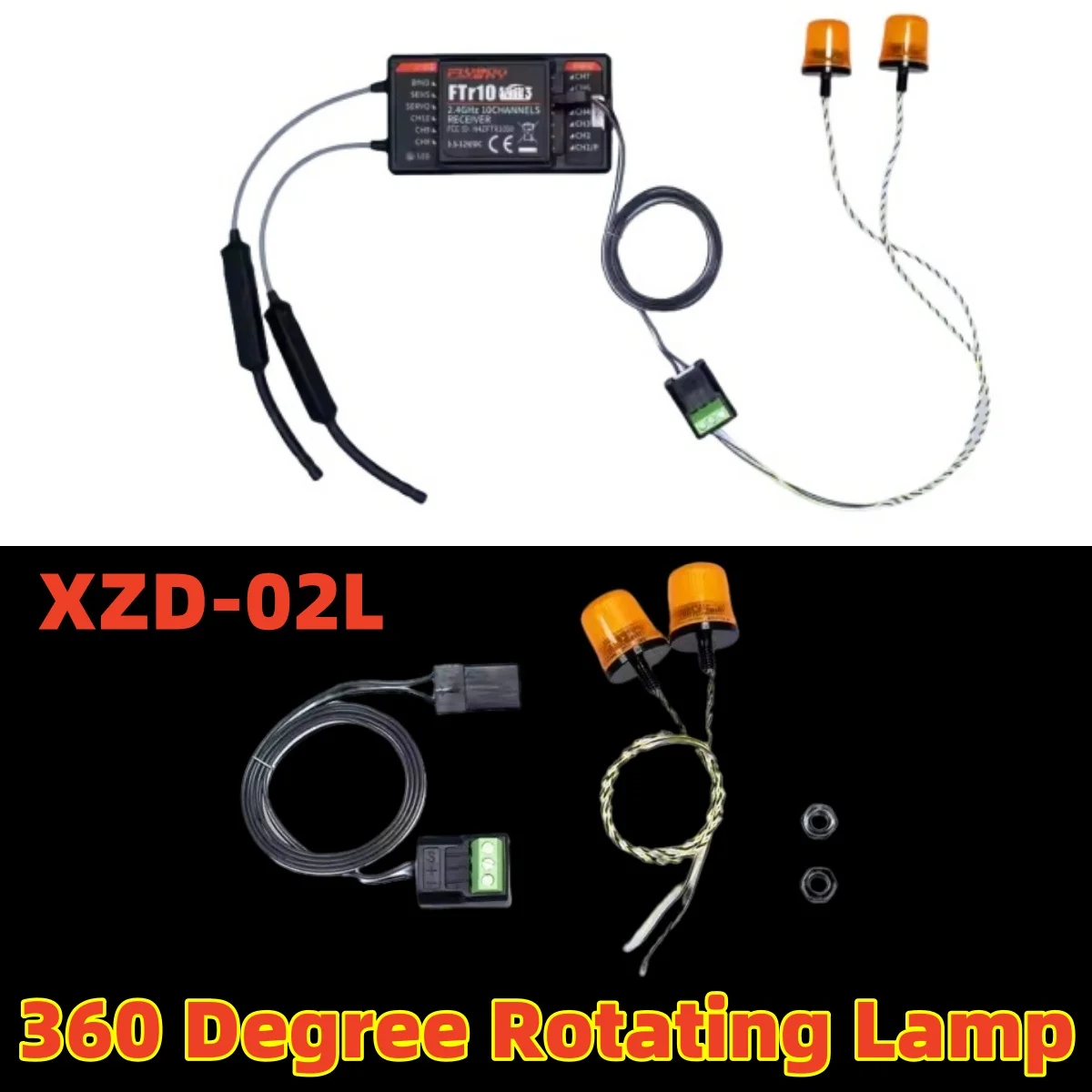 

Metal 360-Degree Engineering Vehicle Lamp XZD-02L Toy Model For 1/14 Tamiya RC Excavator Rotating Lamp Warning Light Dump Truck