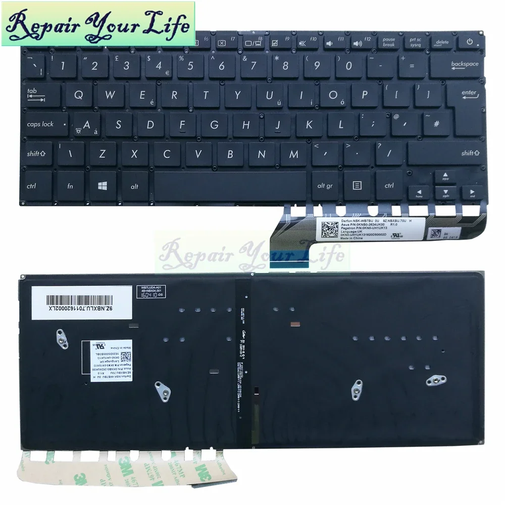 

UX305 UK GB Laptop Keyboard Backlight For Asus ZenBook UX305UAB Notebook Backlit Keyboards 0KNB0-2624UK00 NSK-WB7BU 9Z.NBXBU.70U