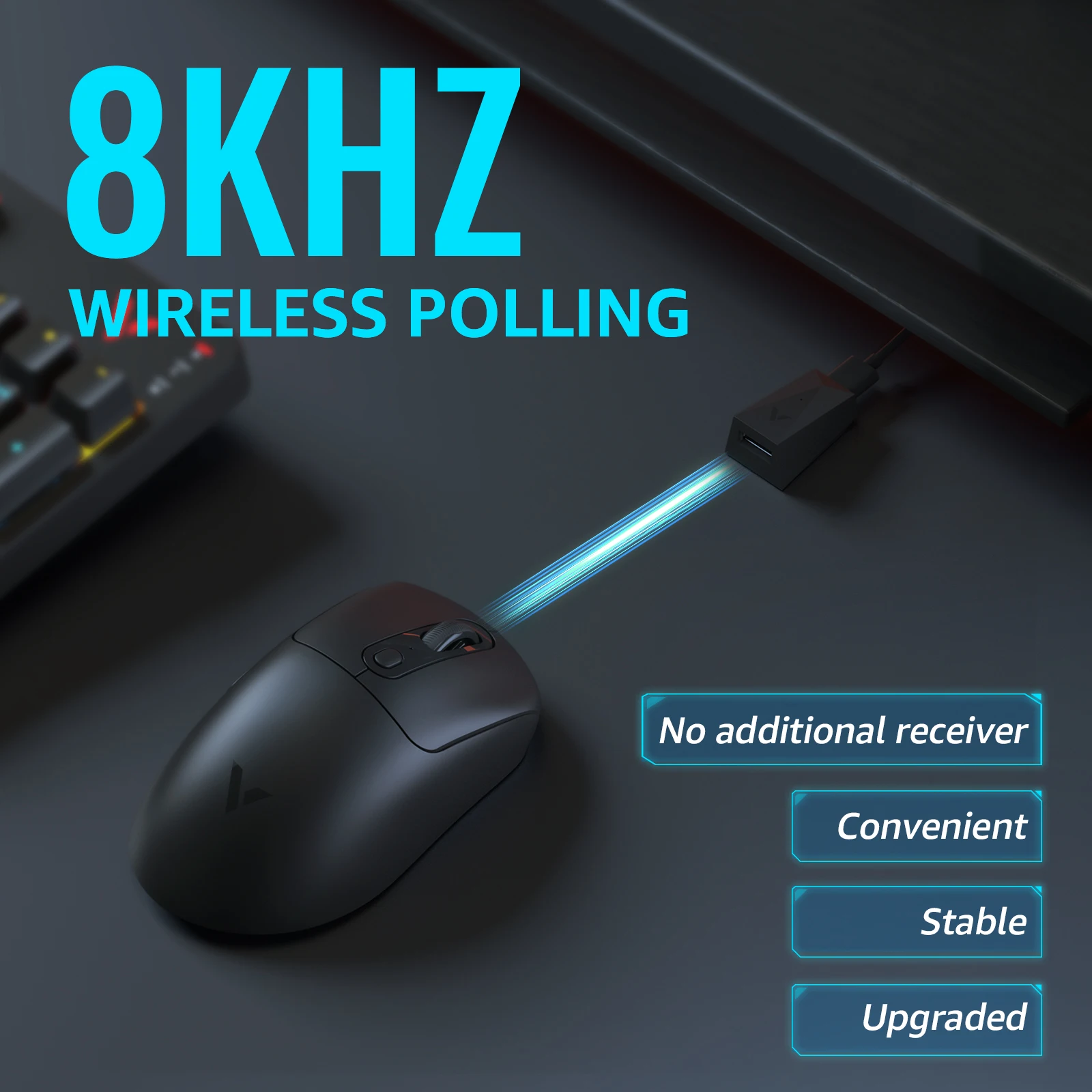 Rapoo VT3Pro Mouse da gioco wireless 59g Leggero 8KHz Frequenza di polling 26000 DPI PAW3398 Sensore ottico definitivo Batteria a lunga durata