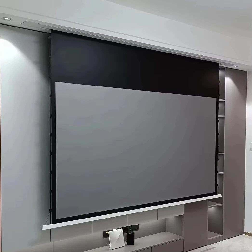 Hot Selling 92 inch ALR Electric Ceiling Recessed Projector Screen Motorized Upgraded Hidden In Ceiling Projector Screen