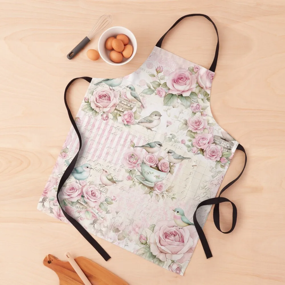 

Whimsy & Roses in Pink Apron Kitchen New 2022 Year professional kitchen nail tech supplies Women Kitchen'S Apron