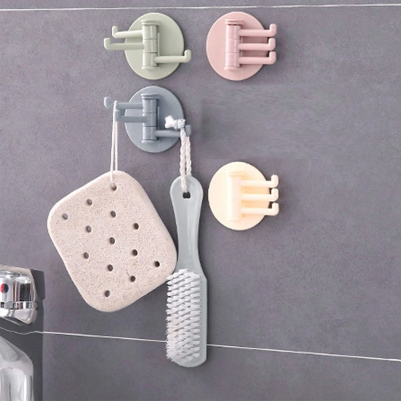 Sticky Hook Foldable Towel Hooks Wall Robe Hanger 3-Claws Hook Waterproof Dropship