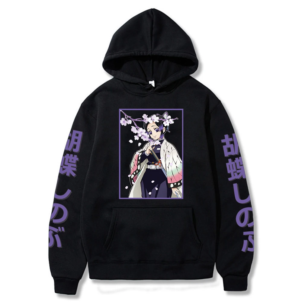 Anime Demon Slayer Kimetsu No Yaiba Hoodie Shinobu Kocho Sweatshirts Cozy Tops Sweatsuit Sudadera Felpa Moletom hoodies