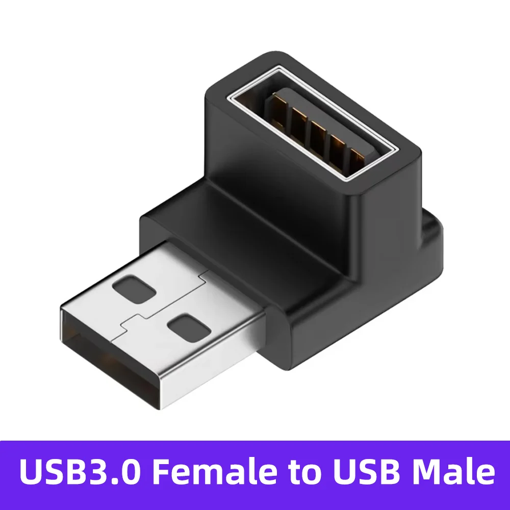 NNBILI USB3.0 Stecker auf Buchse rechtwinkliger Verlängerungsadapter USB-Upward-Winkel 90-Grad-Adapter 10 Gbit/s für Laptop-PC-Anschluss