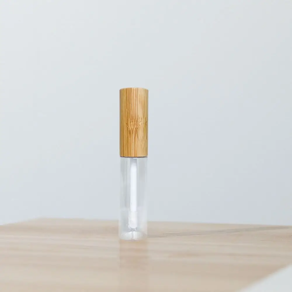 Com escova recipiente de rímel tampa de bambu recipiente cosmético compacto garrafa recarregável embalagem de delineador