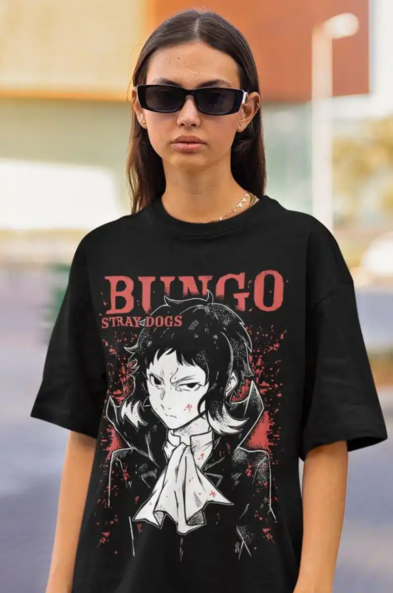 Ryunosuke Akutagawa T-Shirt Bungou Stray Dogs Japanese Black Shirt All Size - view 4