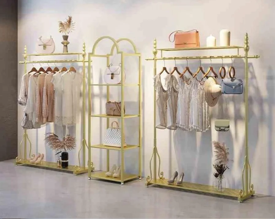 

AdvancedWomen's Clothing Store Decoration Design Renderings Hanging Clothes Display Rack Floor Hanger Clothing Store Special She