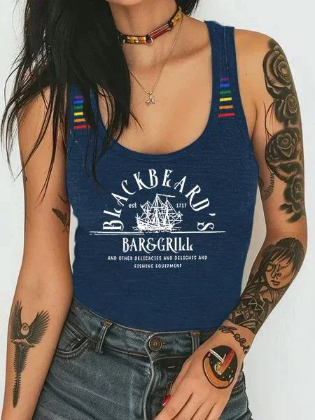 

Blackbeard's Bar And Grill Rainbow Lgbt Lesbian Art Print Casual Shirt Women's Sexy Tank Top