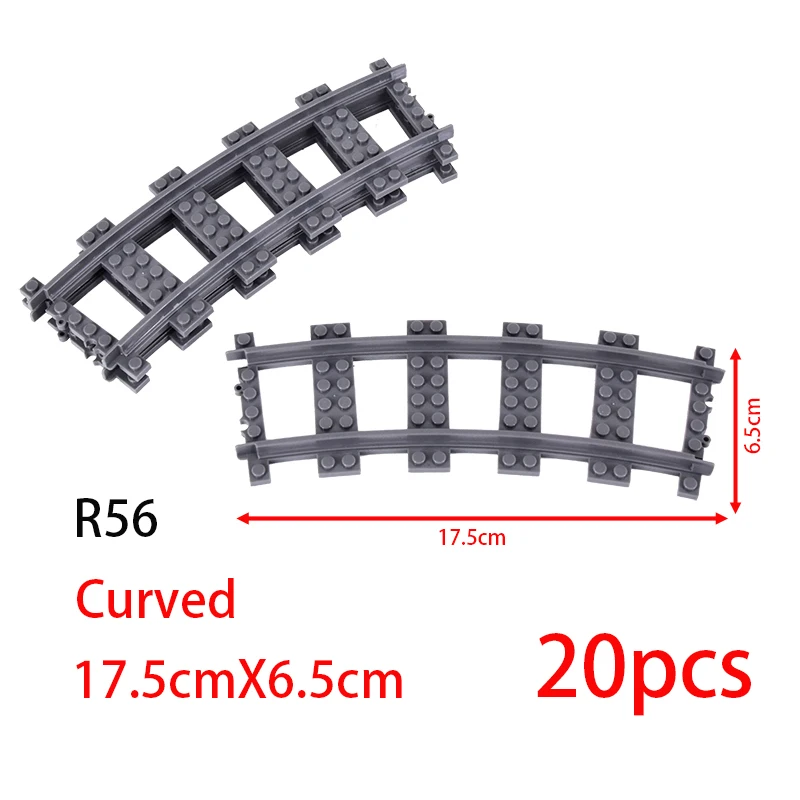 MOC Stad Baksteen Schakelaar Cross Gevorkte Gebogen Rails Bouwsteen Trein Rail Curve Tracks R56 R72 R88 R104 Creatieve DIY Speelgoed