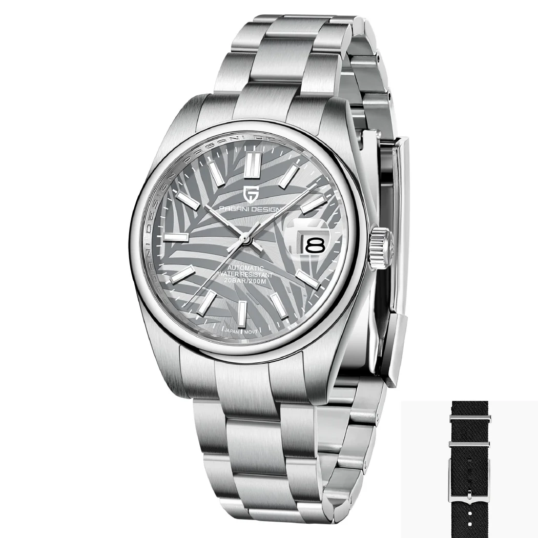 PAGANI DESIGN 39MM Folha De Palmeira Mecânica Relógio De Pulso De Luxo Relógio Automático Para Homens Sapphire espelho NH35A Relógio Relógios Masculinos