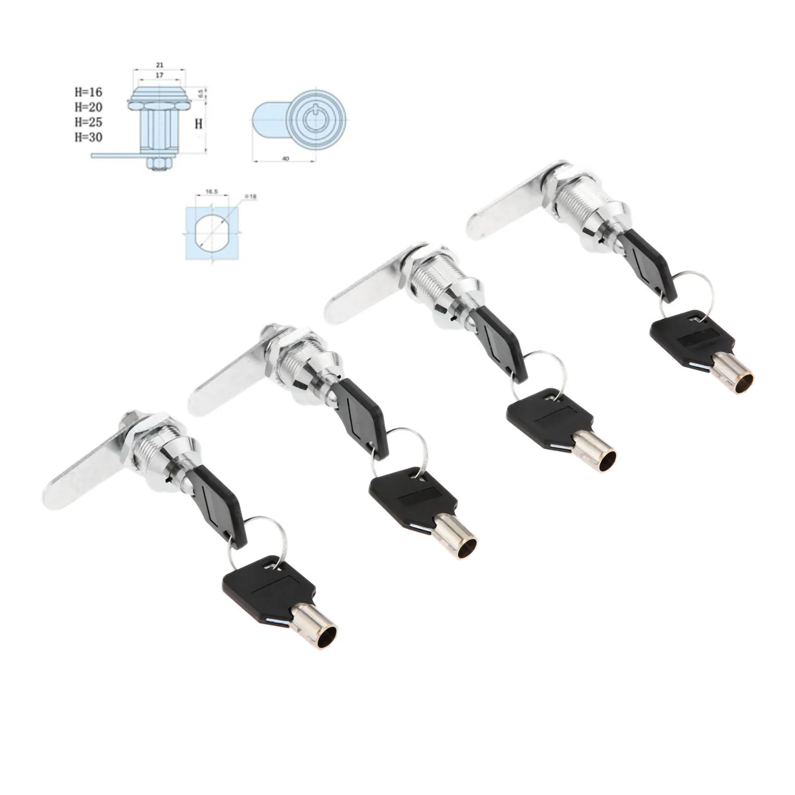 Drawer Tubular Cam Lock 16/20/25/30mm Security Drawer Cam Cylinder Lock with 2 Keys for Door Mailbox Cabinet Cupboard Letterbox