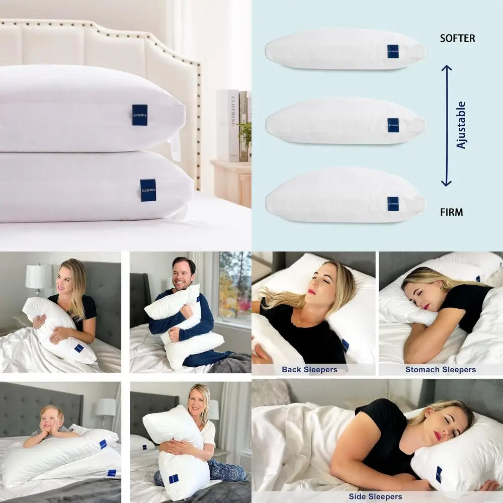 

Подушки Queen Size (2 шт.) из гибридной пены с эффектом памяти со съемными хлопковыми чехлами, идеально подходят для сна на боку и на спине