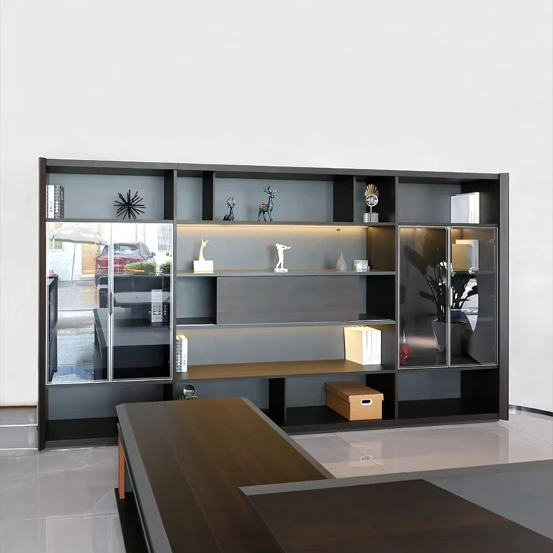 LHH  file cabinet large floor-to-ceiling wooden bookcase storage cabinet office furniture