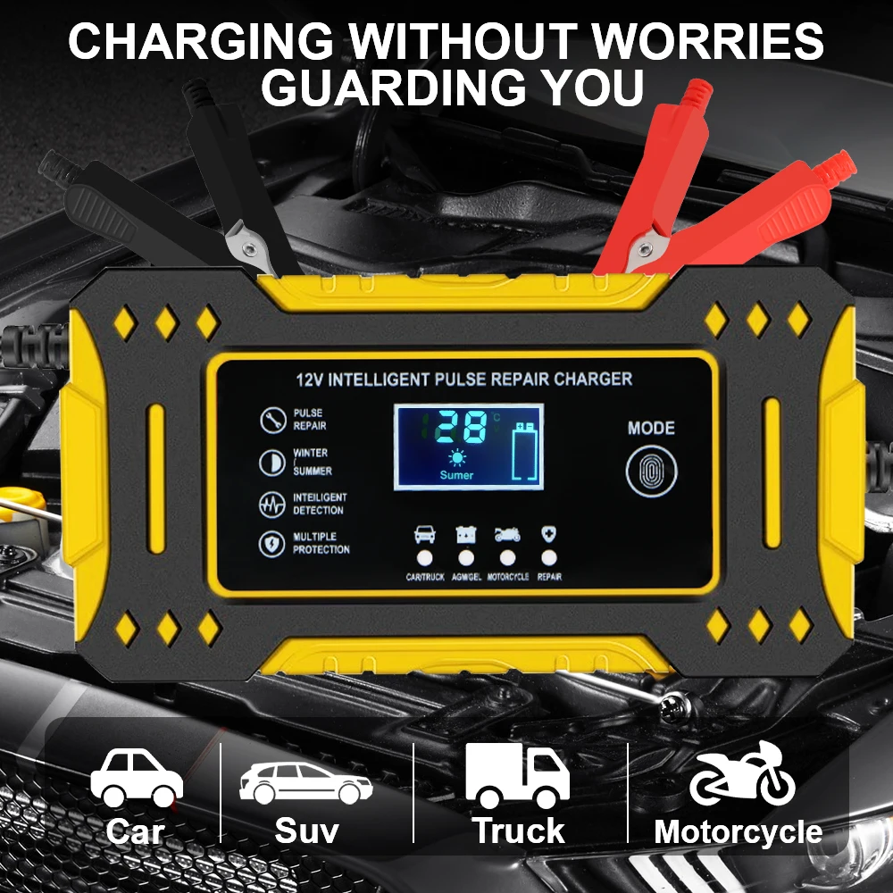 6A 12V Chargers Storage Cell Maintance 3 Stage Fast Charging For Storage Batteries Intelligent Pulse Repair Car Battery Chargers