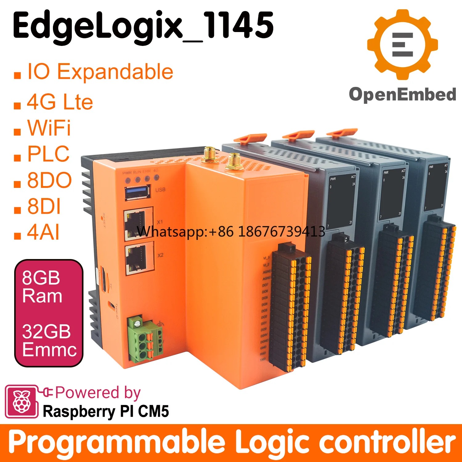 EdgeLogix-1145 Rugged Fanless Edge Computing Controller Raspberry Pi Computer Module RS485 for Harsh Industry Environments