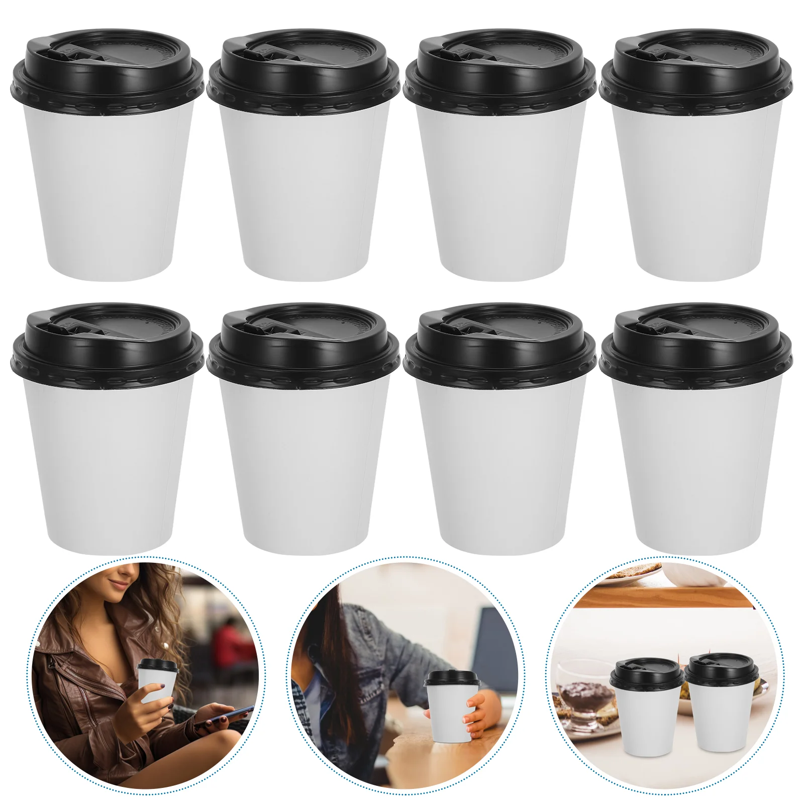 

50 pcs Beverage Cup Insulated Sleeve Drinking Cups Insulation Double-layer Paper Cups Takeaway Cup with Lid for Home Restaurant