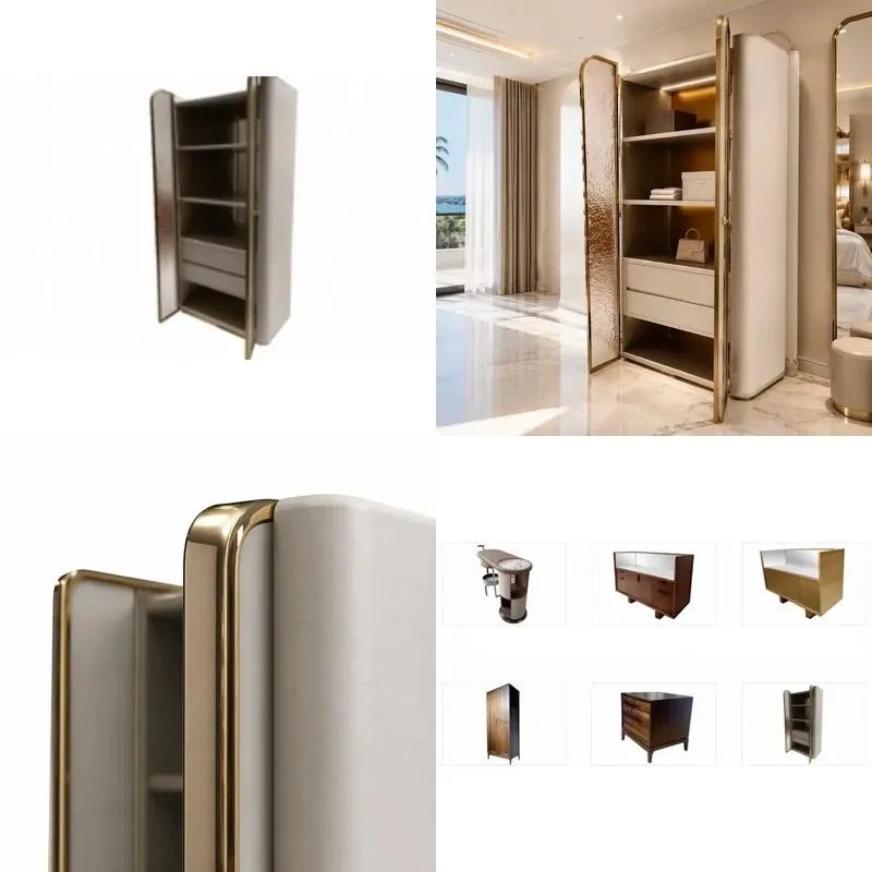 Modern Cracked Ice Grain Solid Wood Double Door Display Cabinet with Two Drawers Eco Friendly Durable Large Capacity Storage