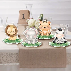 8Pcs Animal Paper Ornaments Carton Tiger Lion Card Stands Kids Forest Jungle Birthday Party Table Decorations Baby Shower Favors