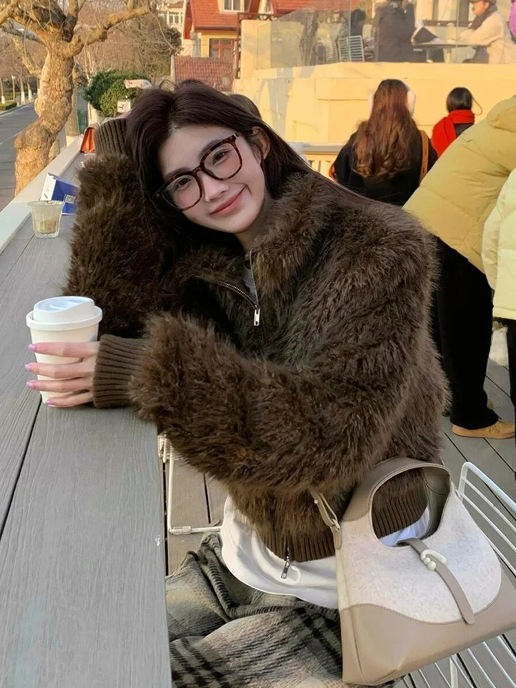 معطف Sweet Sli 2025 Young Sle Thiened Lamb Fur Jaet للسيدات معطف ort لحماية البيئة من الشعر Quali Top College...