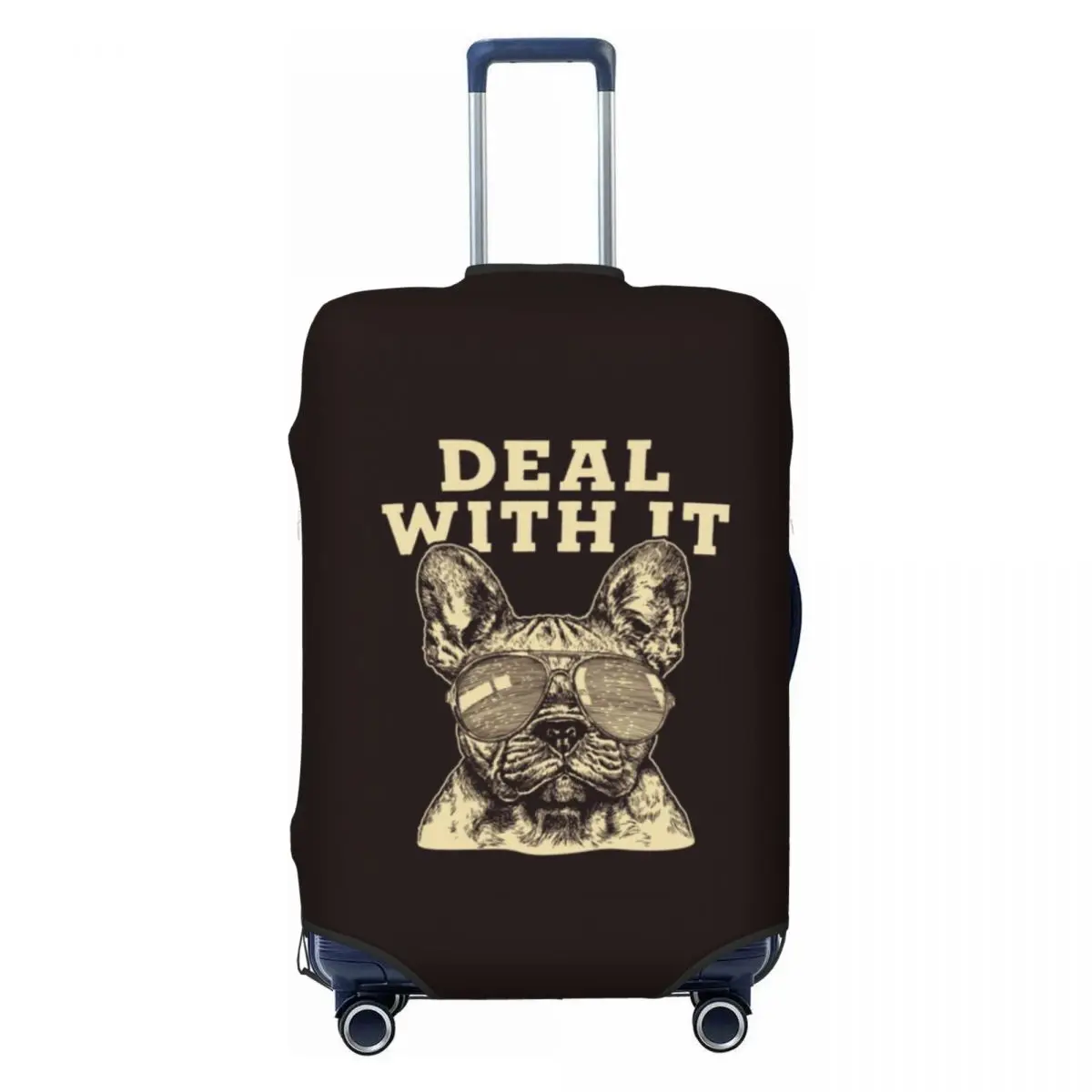 

Custom Deal With It French Bulldog Suitcase Cover Washable Animal Dog Luggage Protective Covers for 18-32 inch